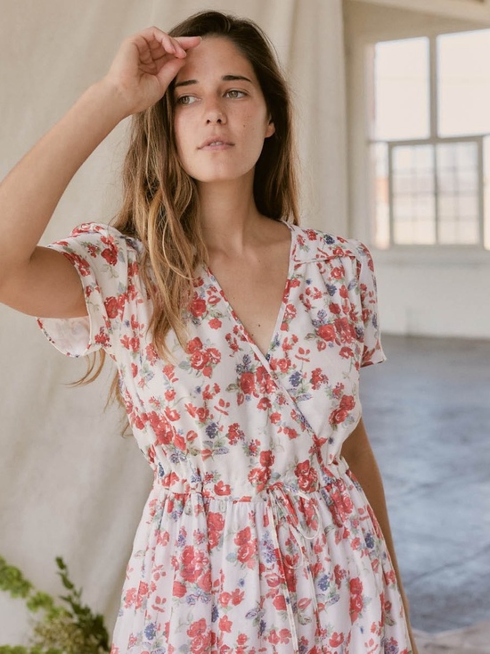 Christy Dawn “the Dawn” vermillion bloom xs Floral Midi Dress white Red blue